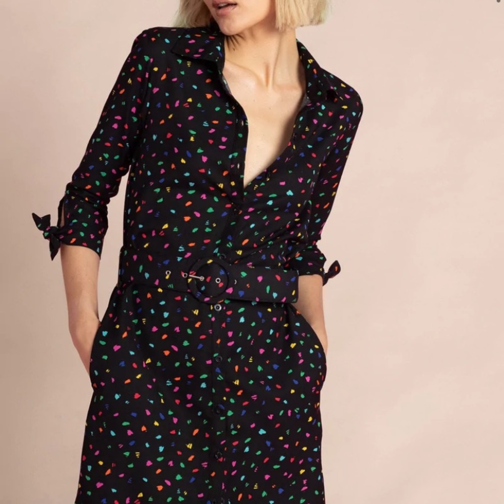 Green and Black Mini Belted wrap dress